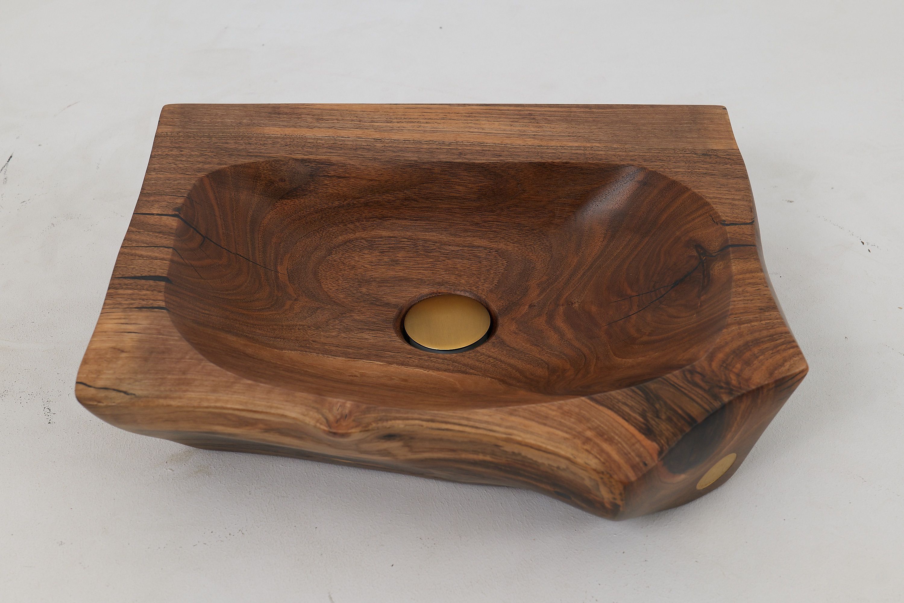 Carved solid wood bathroom sink