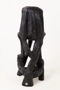 Sculptural Bar Chair, High Stool, Solid Wood, Carved, Black, Rustic, Logniture, gallery view 3