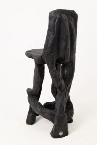 Sculptural Bar Chair, High Stool, Solid Wood, Carved, Black, Rustic, Logniture, gallery view 15