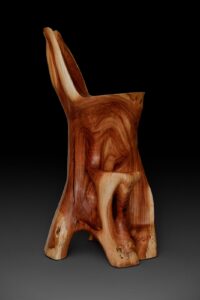 Makha, Flowing High-Back Bar Chair – Carved Sculpture in Natural Hardwood, gallery view 9