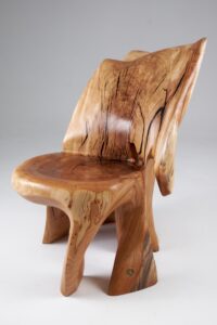 Leszy, Carved Sculptural Solid Hardwood Chair, gallery view 3