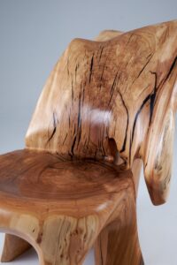 Leszy, Carved Sculptural Solid Hardwood Chair, gallery view 4