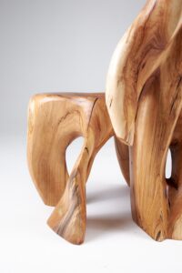 Leszy, Carved Sculptural Solid Hardwood Chair, gallery view 8