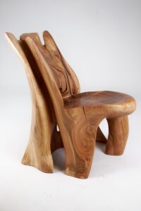 Leszy, Carved Sculptural Solid Hardwood Chair, gallery view 12