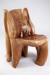 Leszy, Carved Sculptural Solid Hardwood Chair, gallery view 15