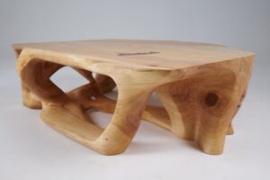 Domus, Sculptural Low Table Carved From Solid Wood, gallery view 12