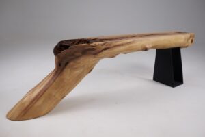 Leszy, Organic Sculptural Wood Bench with Metal Base, gallery view 4