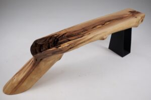 Leszy, Organic Sculptural Wood Bench with Metal Base, gallery view 5
