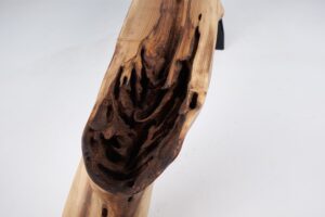 Leszy, Organic Sculptural Wood Bench with Metal Base, gallery view 7