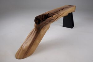 Leszy, Organic Sculptural Wood Bench with Metal Base, gallery view 8