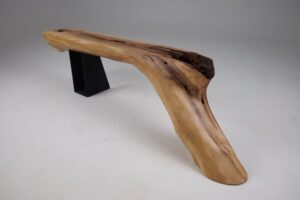 Leszy, Organic Sculptural Wood Bench with Metal Base, gallery view 9