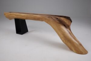 Leszy, Organic Sculptural Wood Bench with Metal Base, gallery view 10