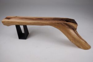 Leszy, Organic Sculptural Wood Bench with Metal Base, gallery view 11