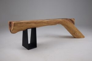 Leszy, Organic Sculptural Wood Bench with Metal Base, gallery view 12