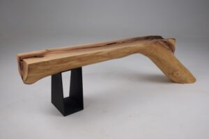 Leszy, Organic Sculptural Wood Bench with Metal Base, gallery view 13