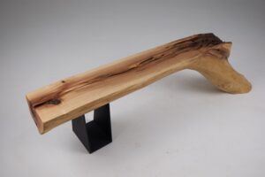 Leszy, Organic Sculptural Wood Bench with Metal Base, gallery view 14