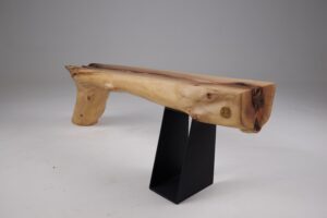 Leszy, Organic Sculptural Wood Bench with Metal Base, gallery view 16
