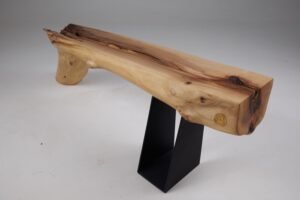 Leszy, Organic Sculptural Wood Bench with Metal Base, gallery view 17