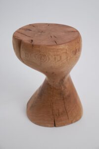 Leszy, Elegant Hourglass Stool – Carved in Solid Wood, gallery view 3