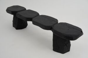 Jownik - Charred Sculptural Wood Bench, main view