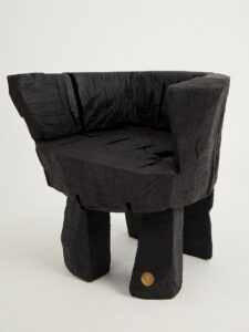 Jownik, Charred Sculptural Armchair – Primitive Form, main view