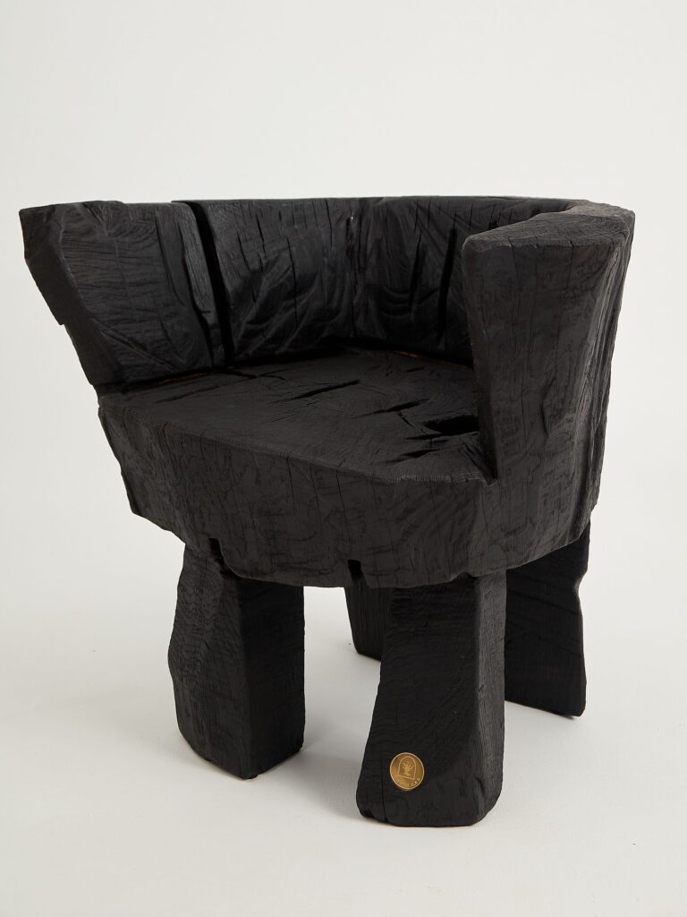 Jownik, Charred Sculptural Armchair – Primitive Form