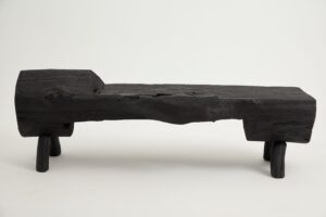 Jownik, Charred Wood Log Bench – Primitive Elegance in Burnt Timber, gallery view 2