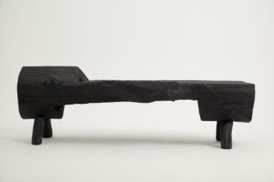 Jownik, Charred Wood Log Bench – Primitive Elegance in Burnt Timber, gallery view 4