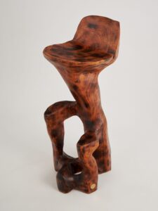Makha. Sculptural Bar Chair in Burnished Hardwood, main view