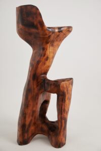 Makha. Sculptural Bar Chair in Burnished Hardwood, gallery view 7