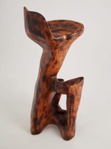 Makha. Sculptural Bar Chair in Burnished Hardwood, gallery view 8