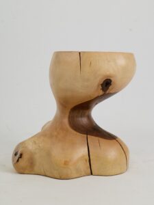 Leszy, Sculptural Side Table Carved in Solid Wood, gallery view 3