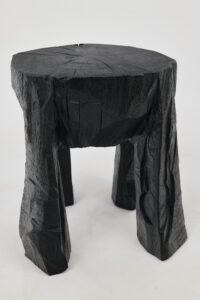 Sculptural Side Table, Rustic, Burnt Black Wood, Carved, Handmade, Logniture, gallery view 5