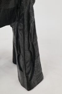 Sculptural Side Table, Rustic, Burnt Black Wood, Carved, Handmade, Logniture, gallery view 6