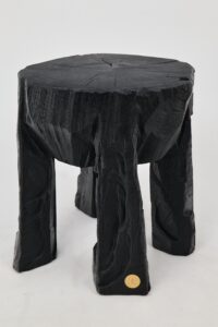 Sculptural Side Table, Rustic, Burnt Black Wood, Carved, Handmade, Logniture, gallery view 10