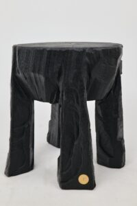 Sculptural Side Table, Rustic, Burnt Black Wood, Carved, Handmade, Logniture, gallery view 11