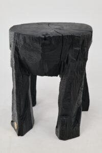 Sculptural Side Table, Rustic, Burnt Black Wood, Carved, Handmade, Logniture, gallery view 13
