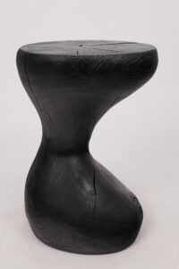 Jownik, Charred Sculptural Stool/Side Table– Fluid Form with Natural Texture, gallery view 2