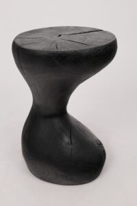 Jownik, Charred Sculptural Stool/Side Table– Fluid Form with Natural Texture, gallery view 3