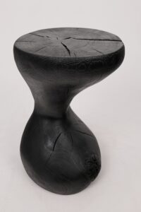 Jownik, Charred Sculptural Stool/Side Table– Fluid Form with Natural Texture, gallery view 5