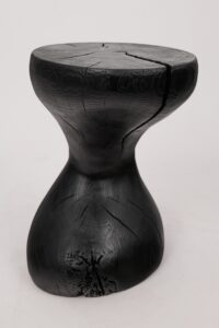 Jownik, Charred Sculptural Stool/Side Table– Fluid Form with Natural Texture, gallery view 7
