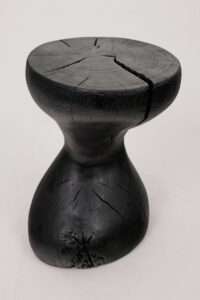 Jownik, Charred Sculptural Stool/Side Table– Fluid Form with Natural Texture, gallery view 8