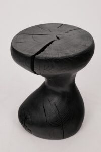 Jownik, Charred Sculptural Stool/Side Table– Fluid Form with Natural Texture, gallery view 9