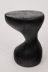 Jownik, Charred Sculptural Stool/Side Table– Fluid Form with Natural Texture, gallery view 10