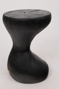 Jownik, Charred Sculptural Stool/Side Table– Fluid Form with Natural Texture, gallery view 17