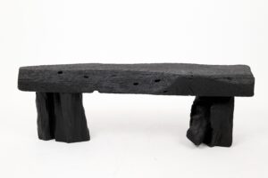 Jownik - Charred Wood Bench with Sculpted Trunk Legs, gallery view 2