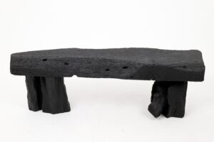 Jownik - Charred Wood Bench with Sculpted Trunk Legs, gallery view 3