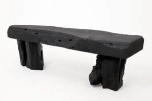 Jownik - Charred Wood Bench with Sculpted Trunk Legs, gallery view 4