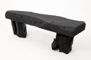 Jownik - Charred Wood Bench with Sculpted Trunk Legs, gallery view 5