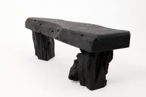 Jownik - Charred Wood Bench with Sculpted Trunk Legs, gallery view 6